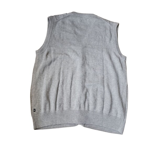 Chaps Sweater Vest Men's Large Gray Cable Knit Button Down Grandpa Academia - Picture 3 of 6